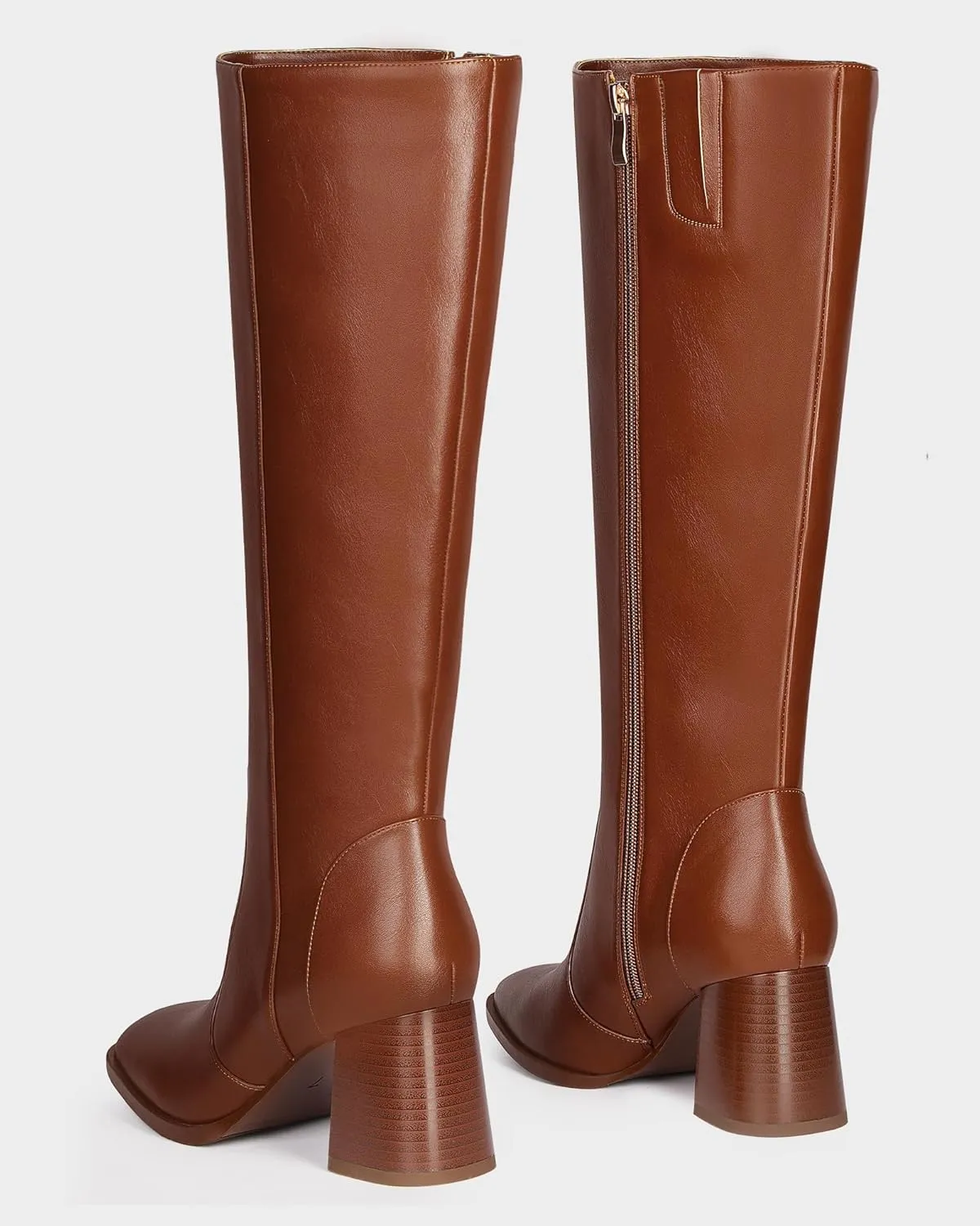MUCCCUTE Knee High Boots for Women Square Toe Chunky Heel Side Zipper Rhinestone Sparkly Fashion Tall Long Boots for Ladies