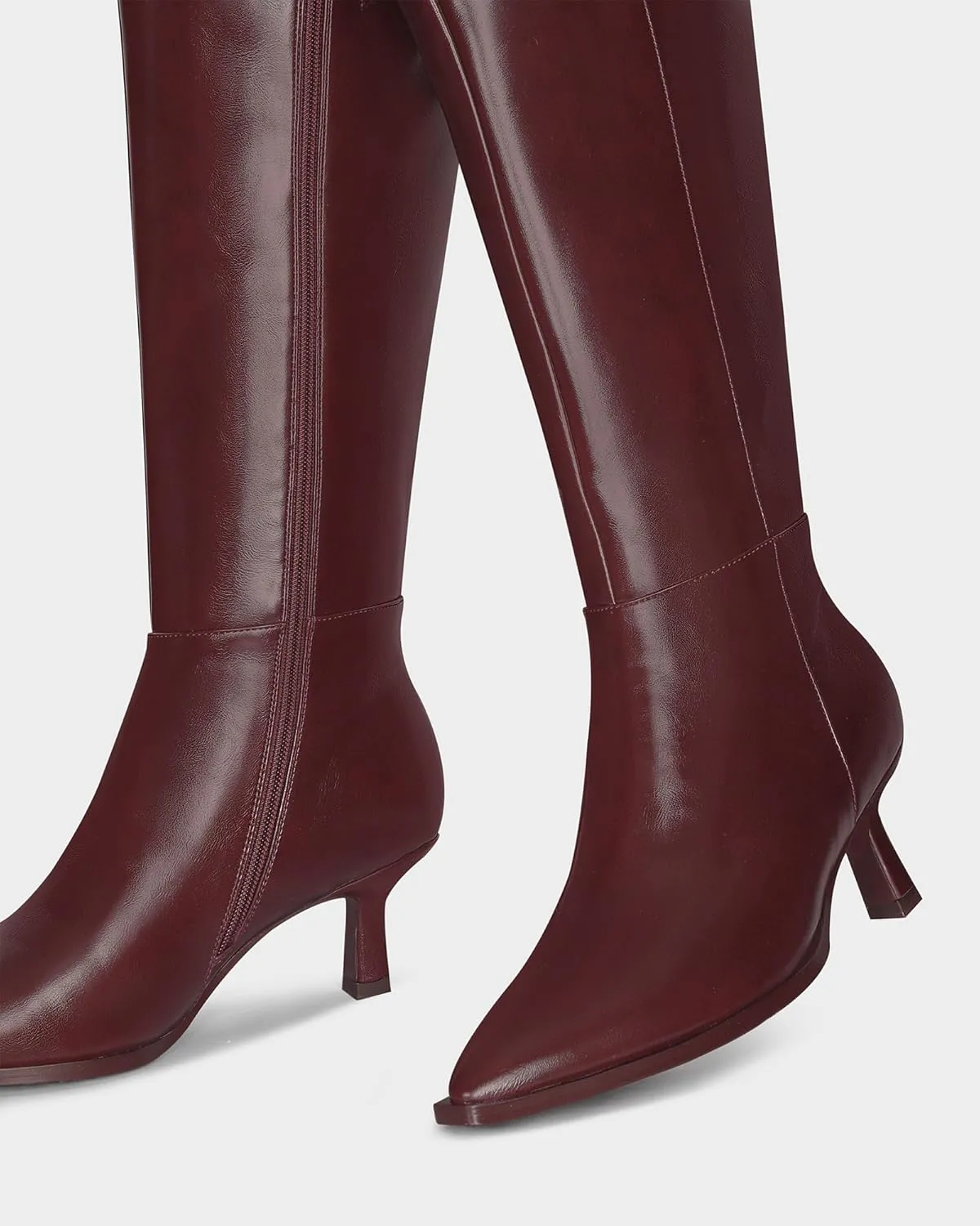 MUCCCUTE Knee High Boots for Women Tall Boots Kitten Heel Pointed Toe Slip On Comfort Fall Long Boots with Side Zipper Sexy Fashion