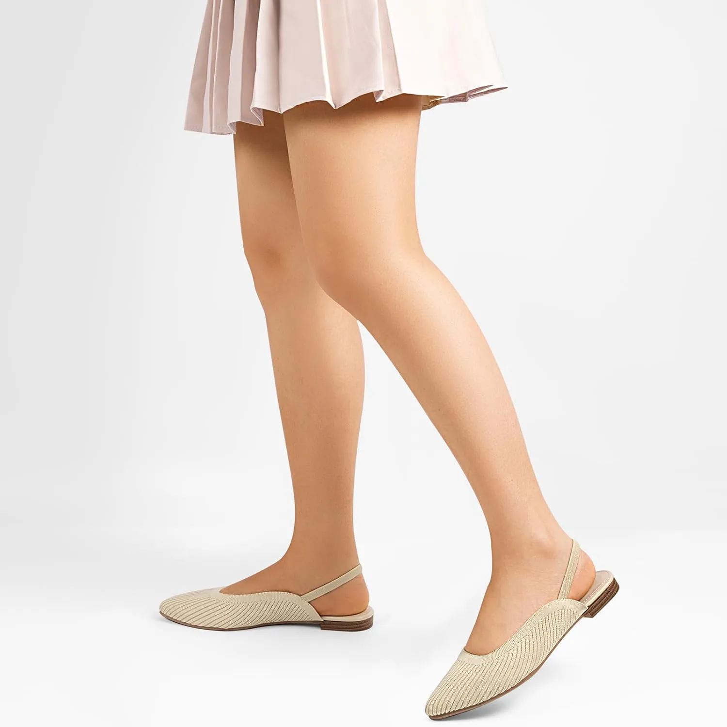 MUSSHOE Slingback Flats for Women Pointed Toe Flats for Women Dressy Comfort Work Office Shoes for Women