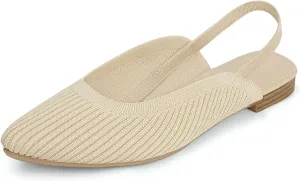 MUSSHOE Slingback Flats for Women Pointed Toe Flats for Women Dressy Comfort Work Office Shoes for Women