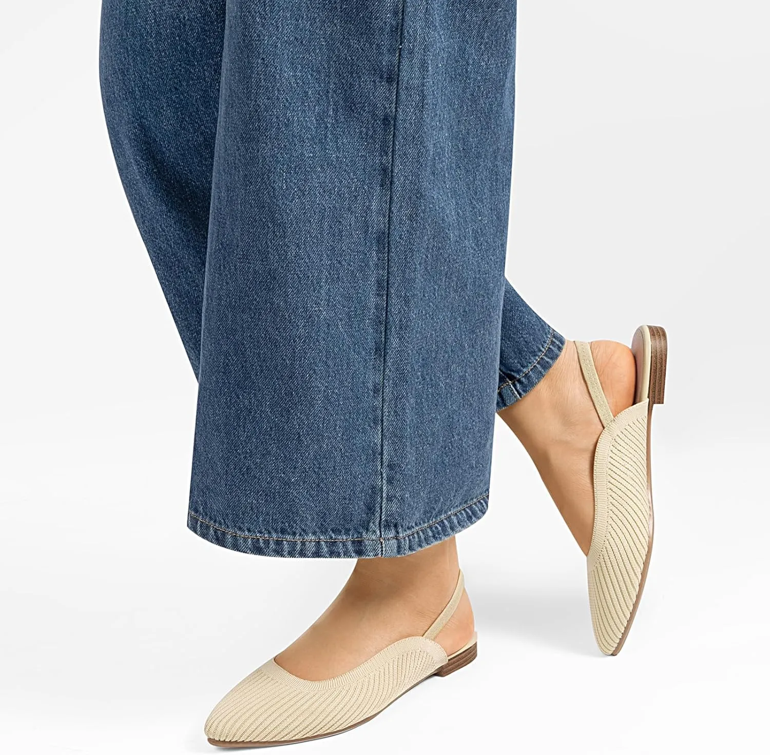 MUSSHOE Slingback Flats for Women Pointed Toe Flats for Women Dressy Comfort Work Office Shoes for Women
