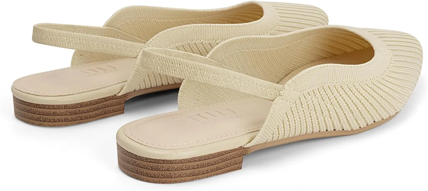 MUSSHOE Slingback Flats for Women Pointed Toe Flats for Women Dressy Comfort Work Office Shoes for Women