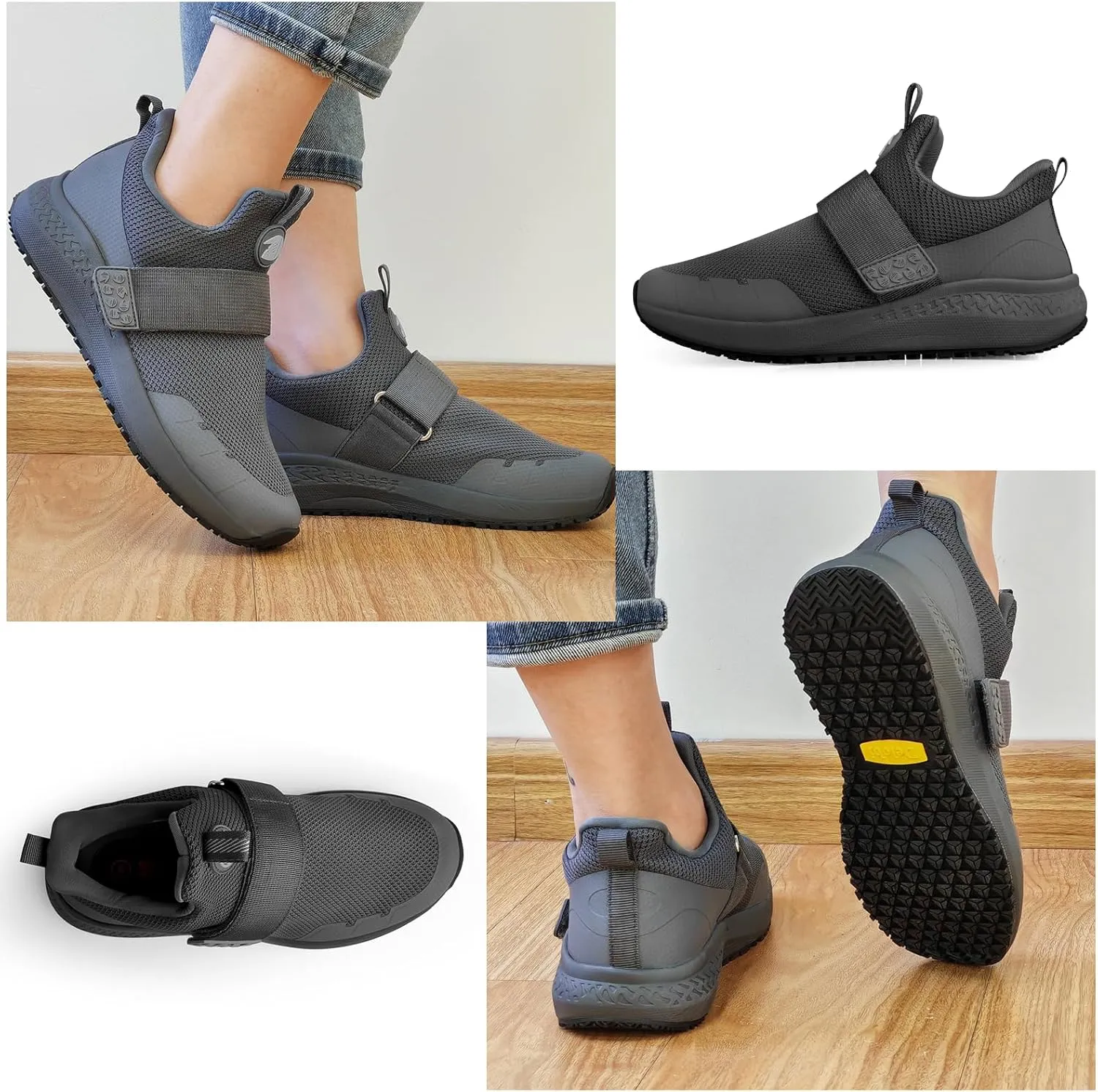 Non Slip Shoes for Men, Food Service Slip Resistant Work Shoes in Restaurant Kitchen Hospital, Breathable Lightweight Sneakers - Zapatos Antideslizantes para Hombres Medium or Wide Size 6-13