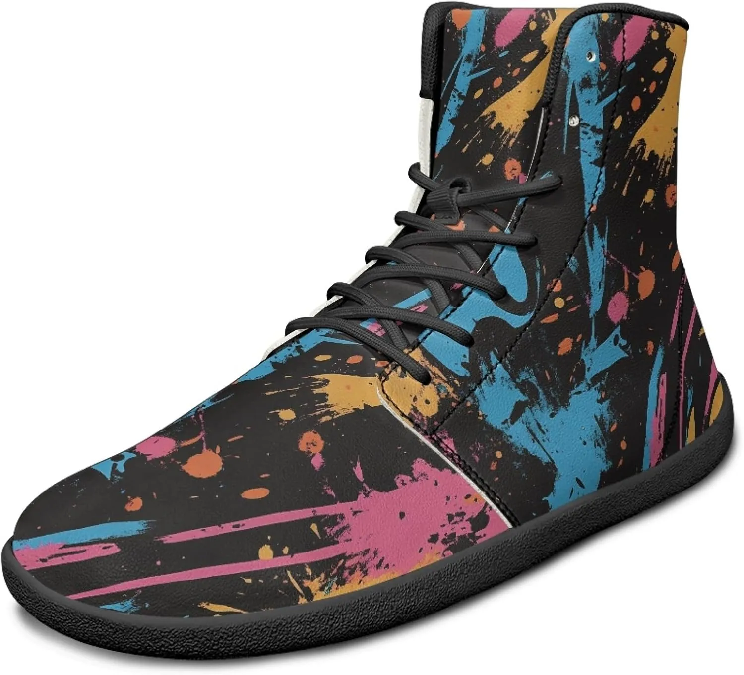 Novelty Print High Top Sneakers Shoes for Men Women Casual Lace up Barefoot Shoes