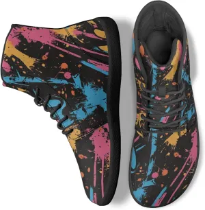 Novelty Print High Top Sneakers Shoes for Men Women Casual Lace up Barefoot Shoes