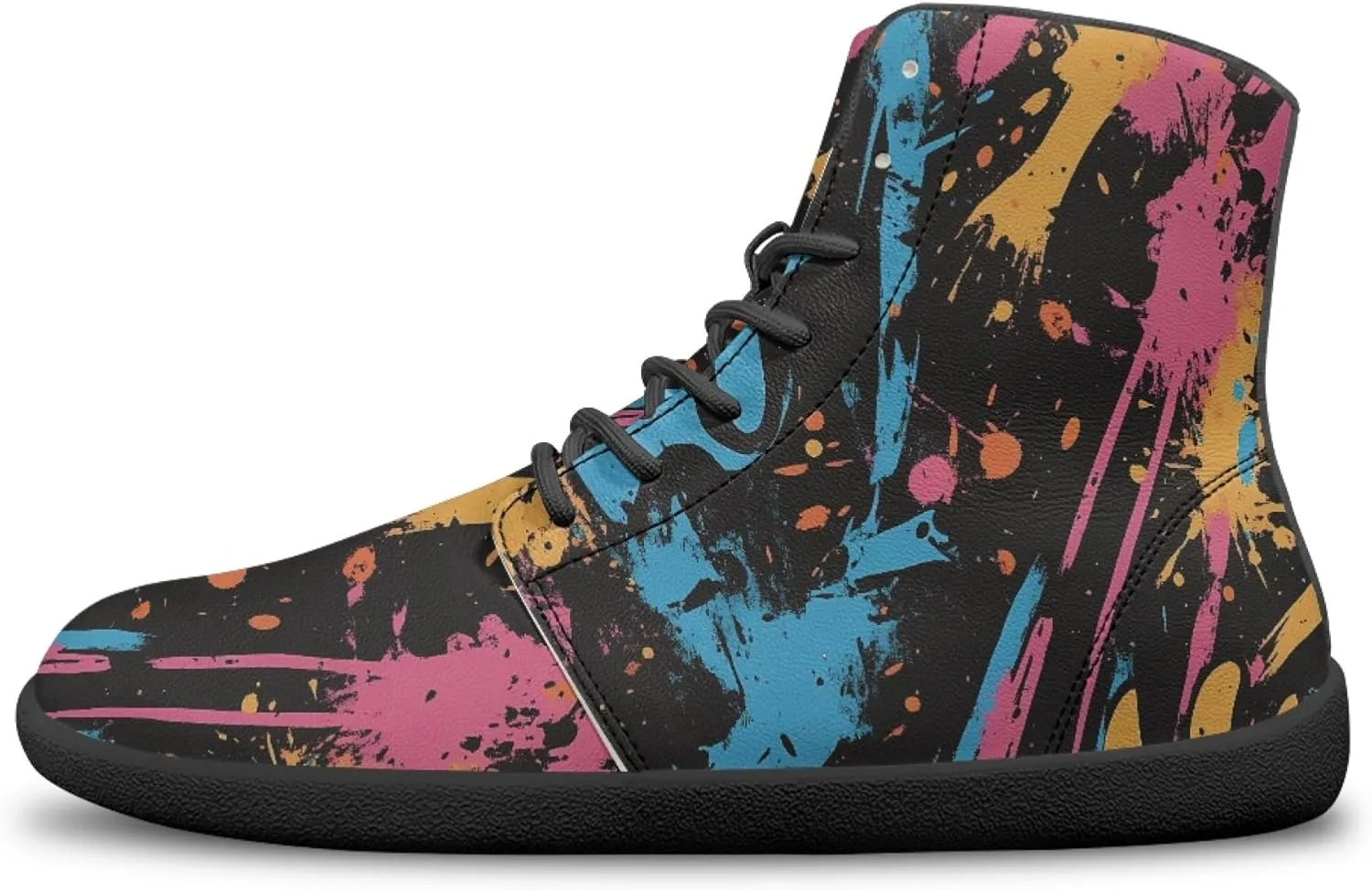 Novelty Print High Top Sneakers Shoes for Men Women Casual Lace up Barefoot Shoes