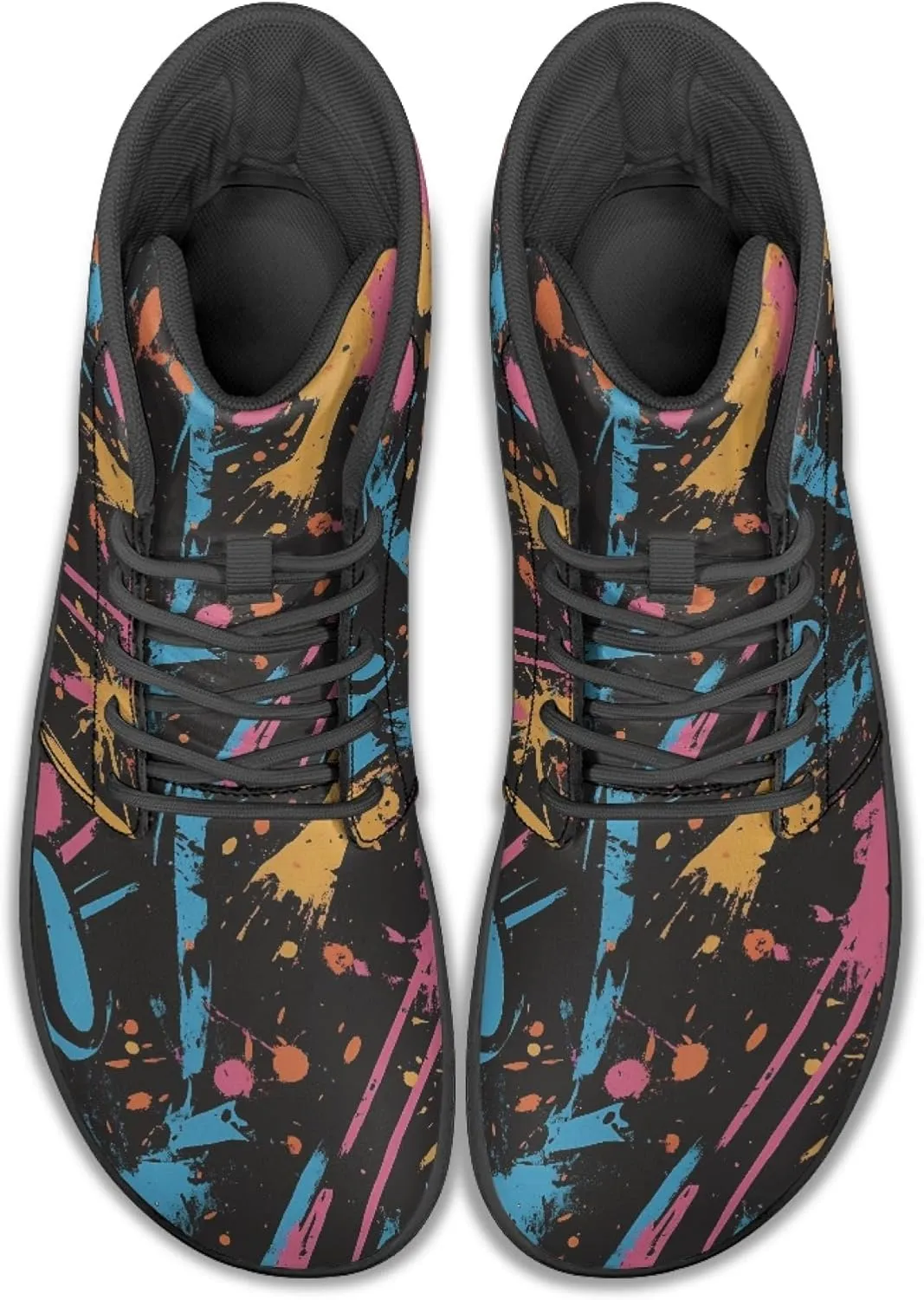Novelty Print High Top Sneakers Shoes for Men Women Casual Lace up Barefoot Shoes