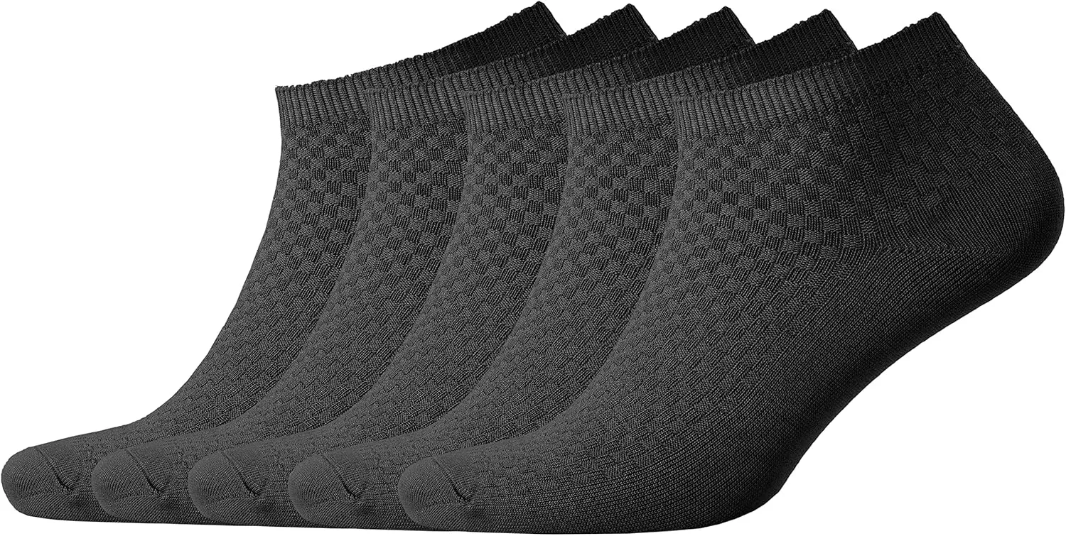 NUDUS UNDERWEAR Men’s Bamboo Rayon Ankle Quarter Dress Socks 5-Pair Gift Box, Premium Quality