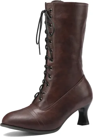 NueiVeiuo Women Vintage Victorian Boots 70s Lace Up