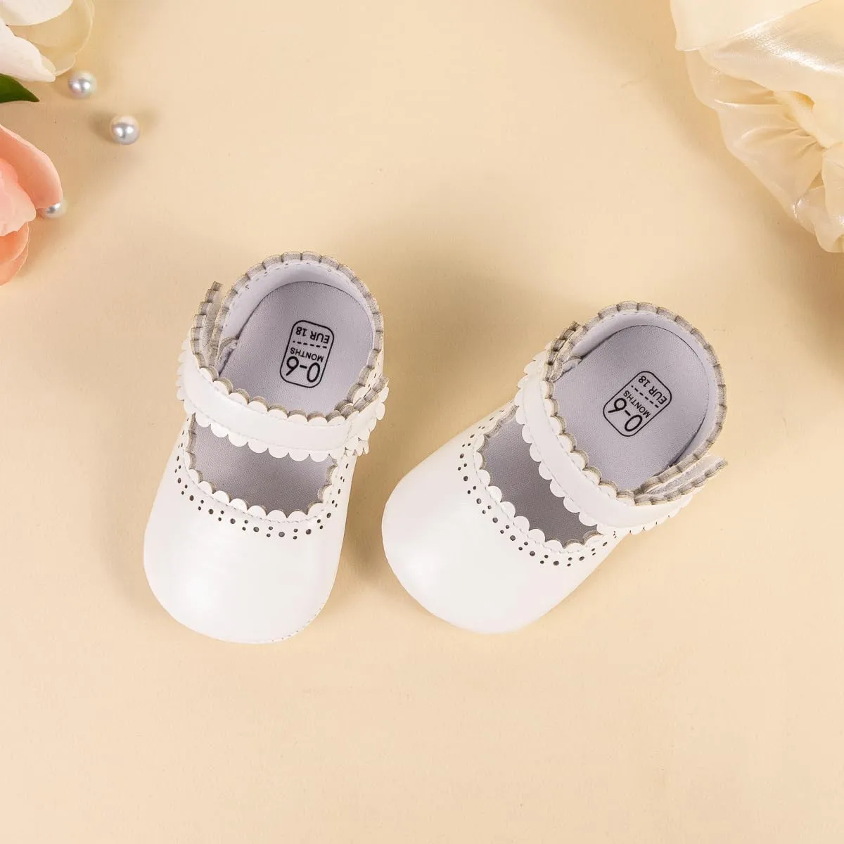 ohsofy Infant Baby Girls Mary Jane Flats Non-Slip Bowknot Princess Wedding Dress Shoes Toddler Crib Shoes