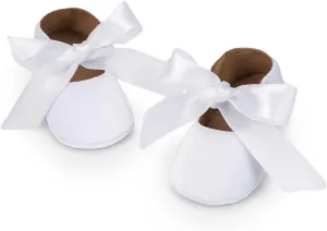 ohsofy Infant Baby Girls Mary Jane Flats Non-Slip Bowknot Princess Wedding Dress Shoes Toddler Crib Shoes
