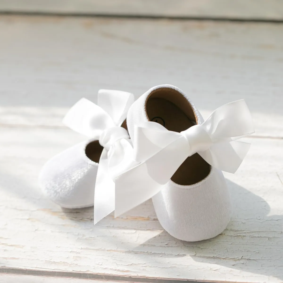 ohsofy Infant Baby Girls Mary Jane Flats Non-Slip Bowknot Princess Wedding Dress Shoes Toddler Crib Shoes