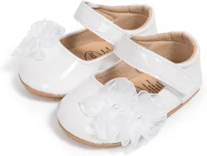 ohsofy Infant Baby Girls Mary Jane Flats Non-Slip Bowknot Princess Wedding Dress Shoes Toddler Crib Shoes