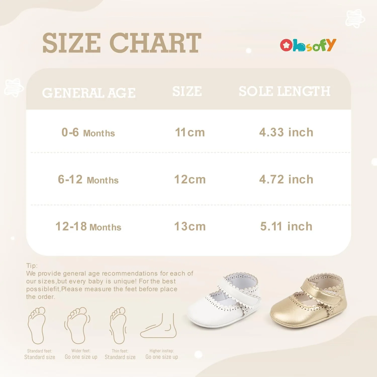 ohsofy Infant Baby Girls Mary Jane Flats Non-Slip Bowknot Princess Wedding Dress Shoes Toddler Crib Shoes
