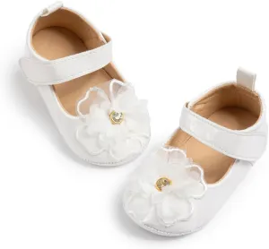 ohsofy Infant Baby Girls Mary Jane Flats Non-Slip Bowknot Princess Wedding Dress Shoes Toddler Crib Shoes