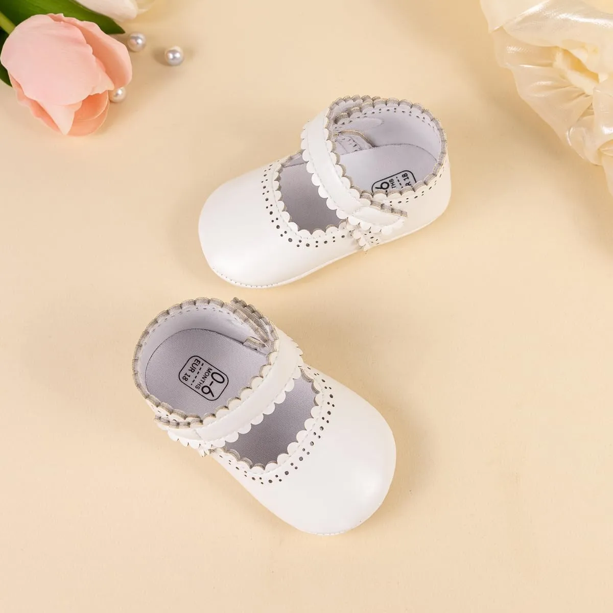 ohsofy Infant Baby Girls Mary Jane Flats Non-Slip Bowknot Princess Wedding Dress Shoes Toddler Crib Shoes