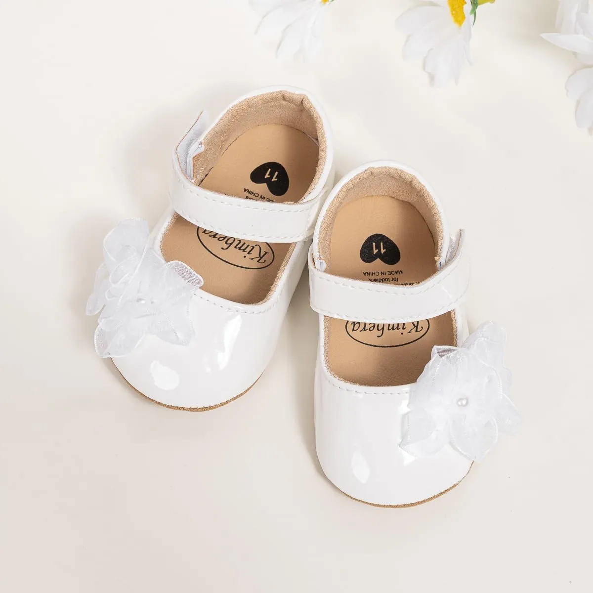 ohsofy Infant Baby Girls Mary Jane Flats Non-Slip Bowknot Princess Wedding Dress Shoes Toddler Crib Shoes