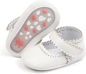 ohsofy Infant Baby Girls Mary Jane Flats Non-Slip Bowknot Princess Wedding Dress Shoes Toddler Crib Shoes