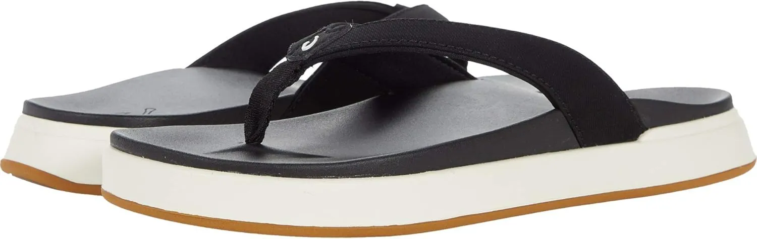 OLUKAI Nu‘a Pi‘o Women’s Beach Sandals (Black, US Footwear Size System, Adult, Women, Numeric, Medium, 6)