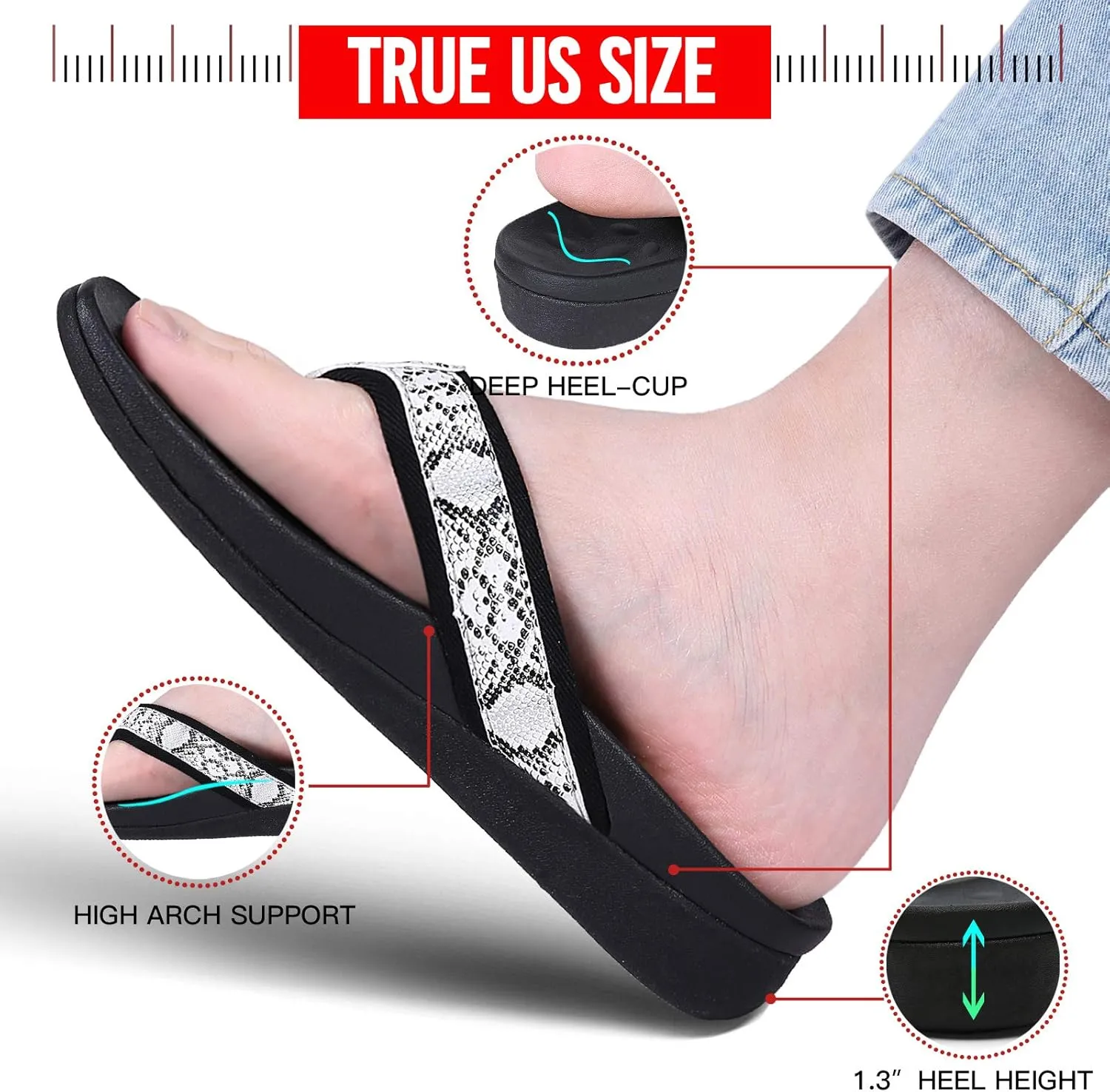 Orkii Womens Orthopedic Sandals for Plantar Fasciitis Feet, Best Orthotic Flip Flops With Arch Support, Comfortable Walking Sandals for Summer Beach, River, Pool