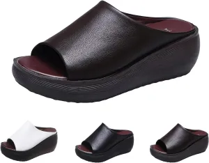 Orthopedic Sandals 2024 Summer Comfortable Orthotic Leather Wedges Slides Dressy Platform Heel Arch Support Slip Sandals