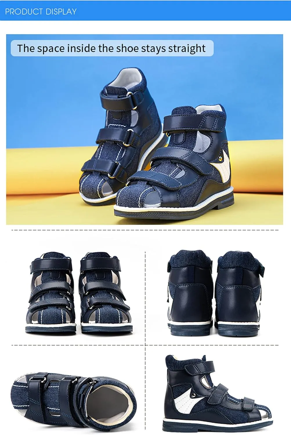 Orthopedic Sandals for Kids,Girls and Boys Closed-toe High Back Corrective Shoes with Arch and Ankle Support
