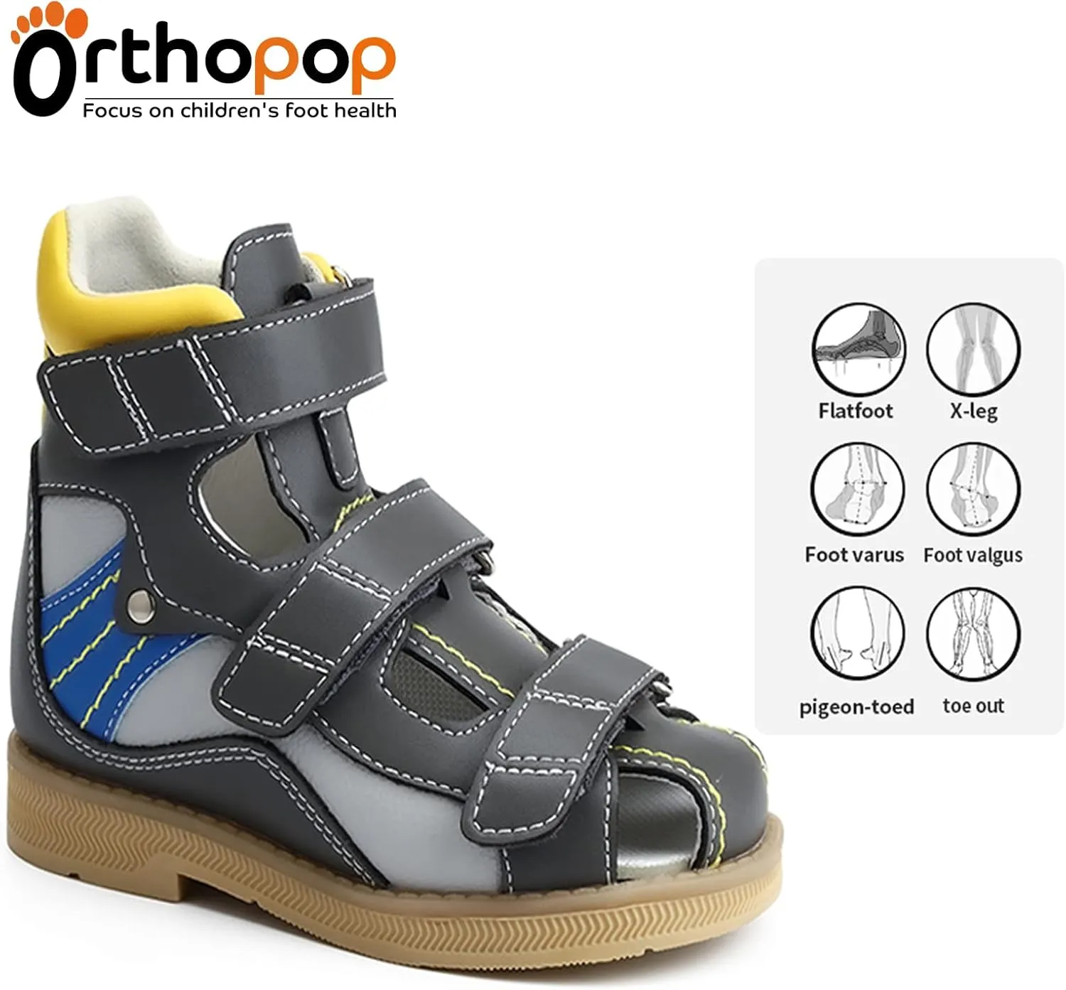 Orthopedic Sandals for Toddlers with Arch and Ankle Support,Kids Leather Corrective Shoes