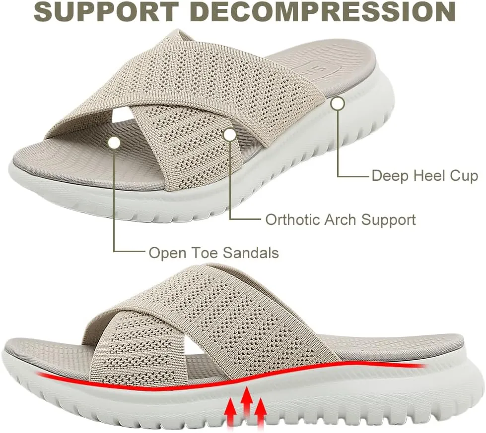 Orthopedic Sandals for Women Comfortable Recovery Slides with Arch Support Plantar Fasciitis Slides Slippers Women Summer