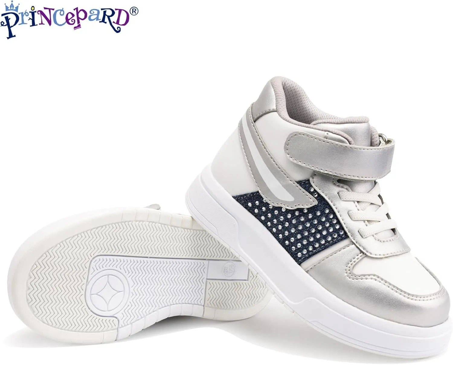 Orthopedic Shoes for Girls with Ankle and Arch Support,Fashion Thick Sole Sneakers with Silver Decoration