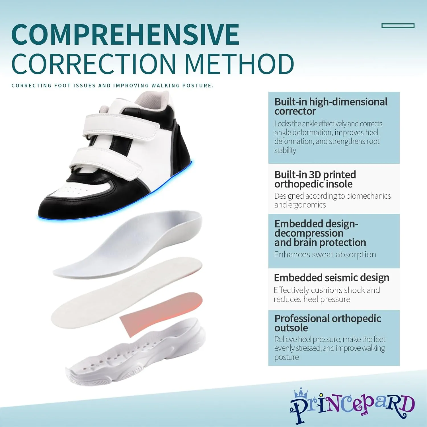 Orthopedic Shoes for Kids and Toddlers,Fashion Thick Sole Sneakers with Ankle and Arch Support