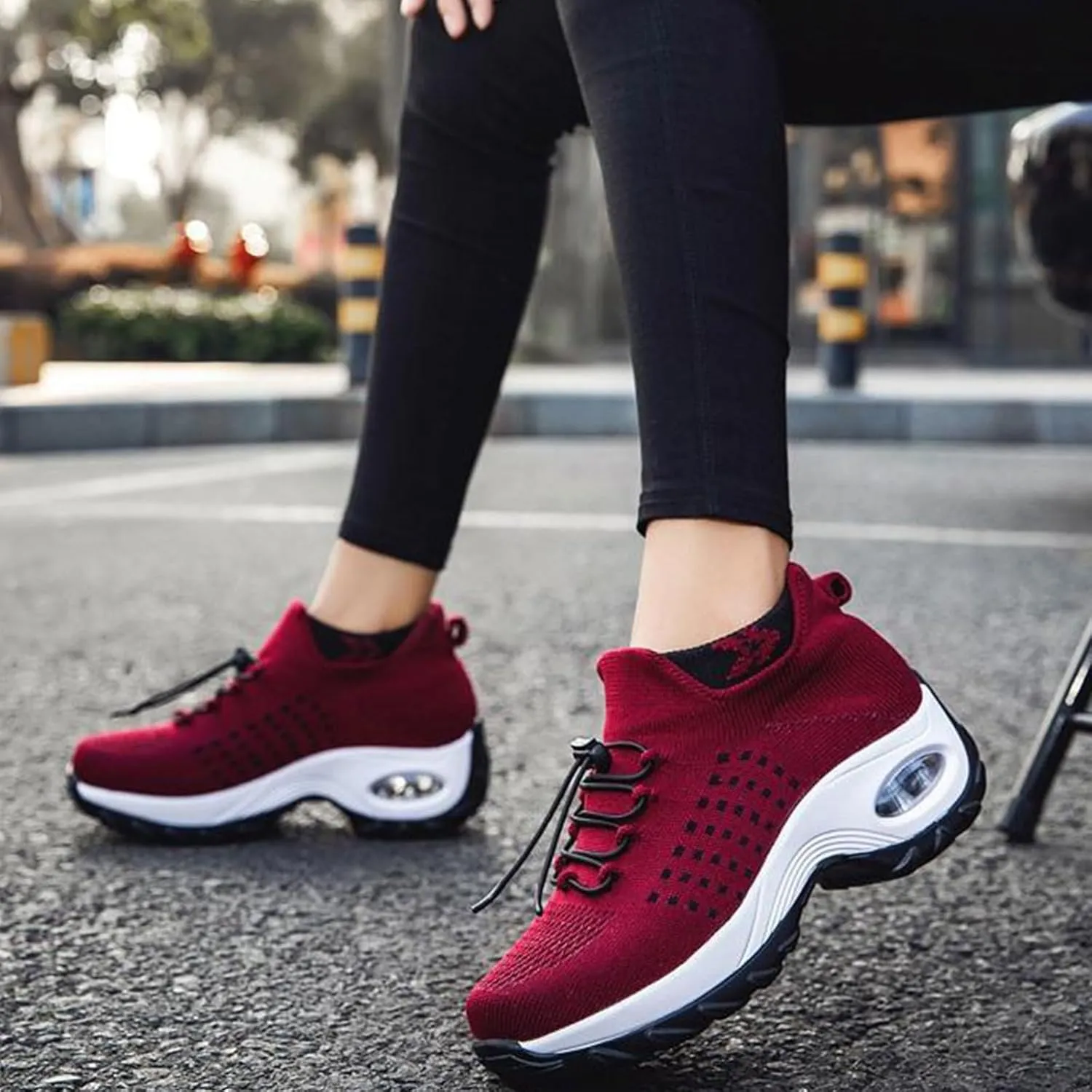 Orthopedic Sneakers Women Breathable Comfort Wear Shoes for Women Walking Slip On Trainers Casual Comfortable Athletic Cushion Thick Bottom Footwear