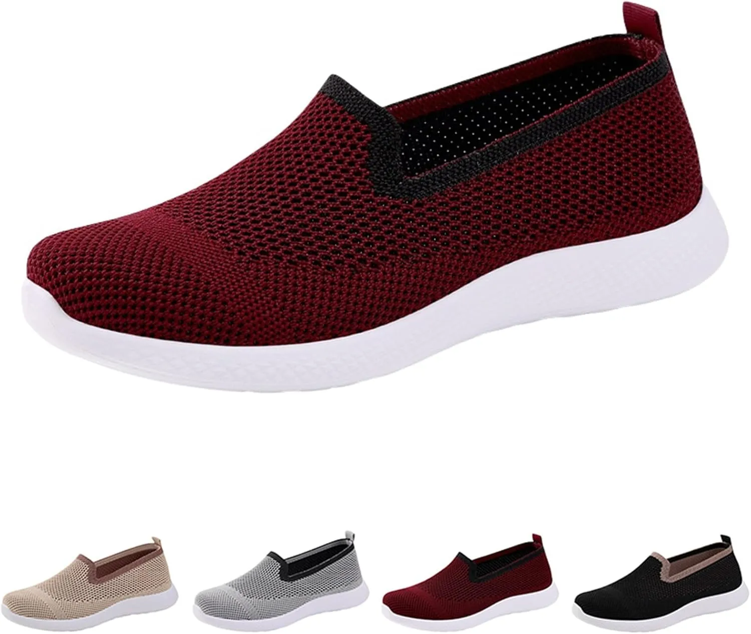 Orthopedic Walking Shoes for Women,Woven Orthopedic Breathable Walking Sneaker Non-Slip Arch Support Slip on Shoes