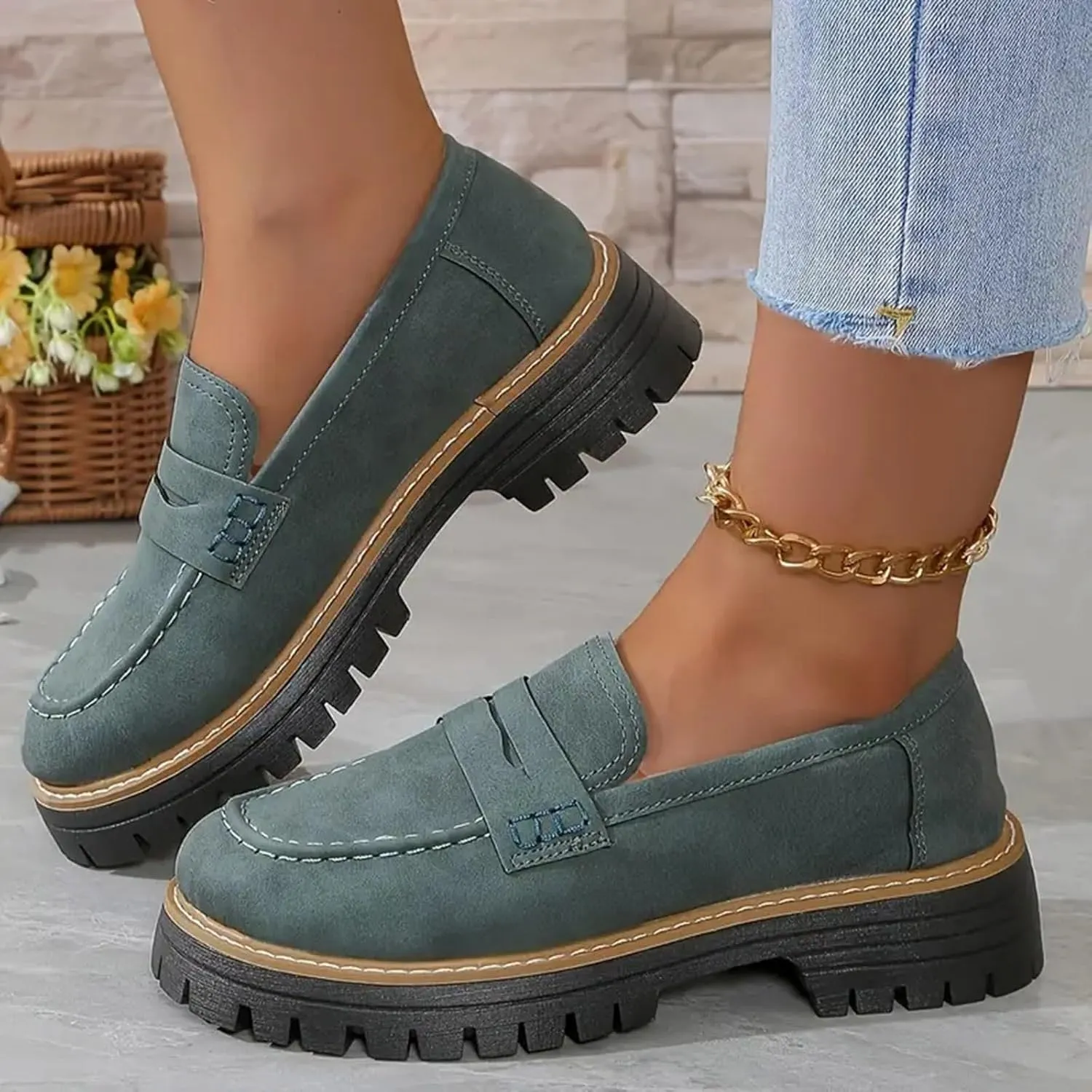Orthoture-Orthopedic Platform Loafers, Comfort Orthopedic Shoes, Womens Round Toe Walking Shoe, Slip on Shoes