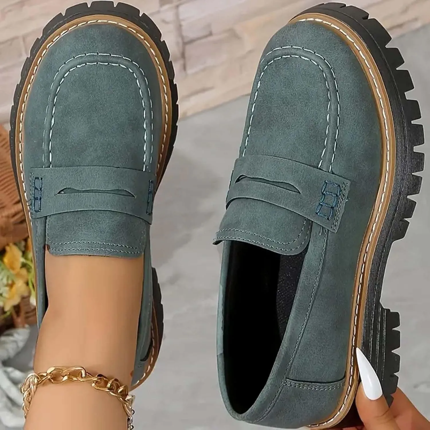 Orthoture-Orthopedic Platform Loafers, Comfort Orthopedic Shoes, Womens Round Toe Walking Shoe, Slip on Shoes