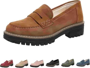 Orthoture Orthopedic Platform Loafers, Womens Round Retro Toe Comfortable Slip On Work Single Lug Sole Loafers
