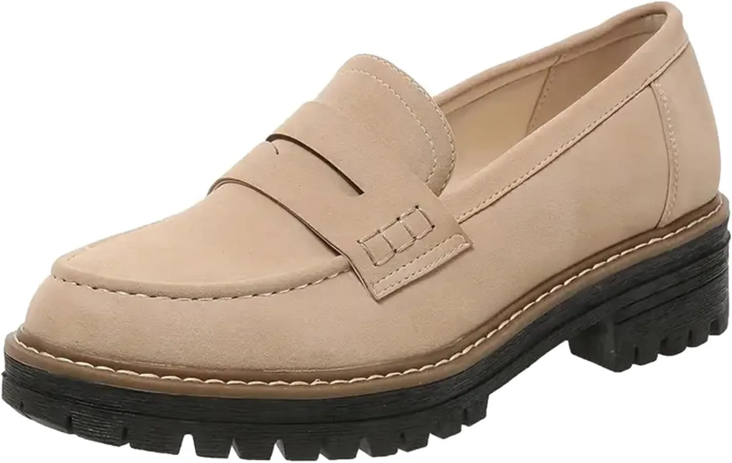 Orthoture Orthopedic Platform Loafers, Womens Round Retro Toe Comfortable Slip On Work Single Lug Sole Loafers