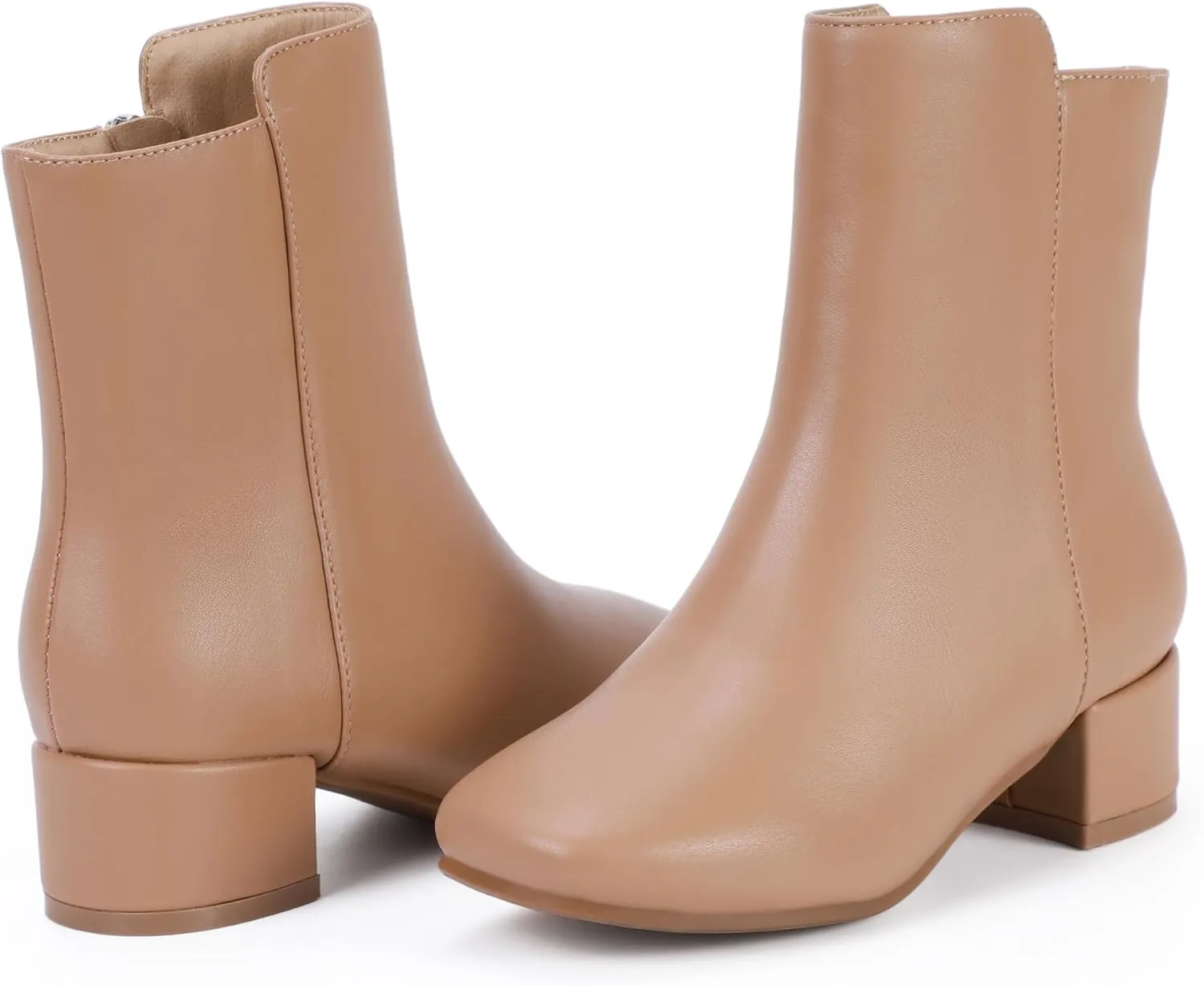 PANDANINJIA Alyssa Girls Fashion Boots Square-Toe Dress Boots Low Heel Ankle Booties with Zipper for Toddler Little Kids Big Kids