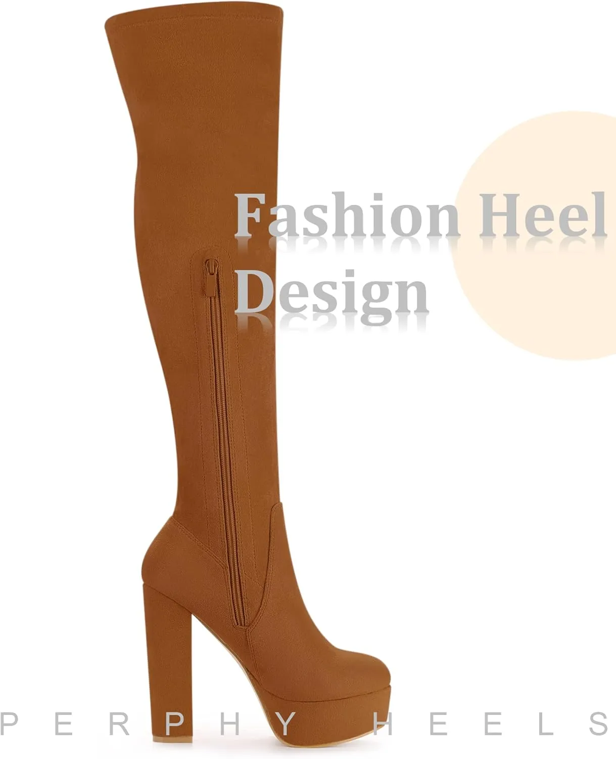Perphy Platform Chunky Heel Over the Knee Thigh High Boots for Women