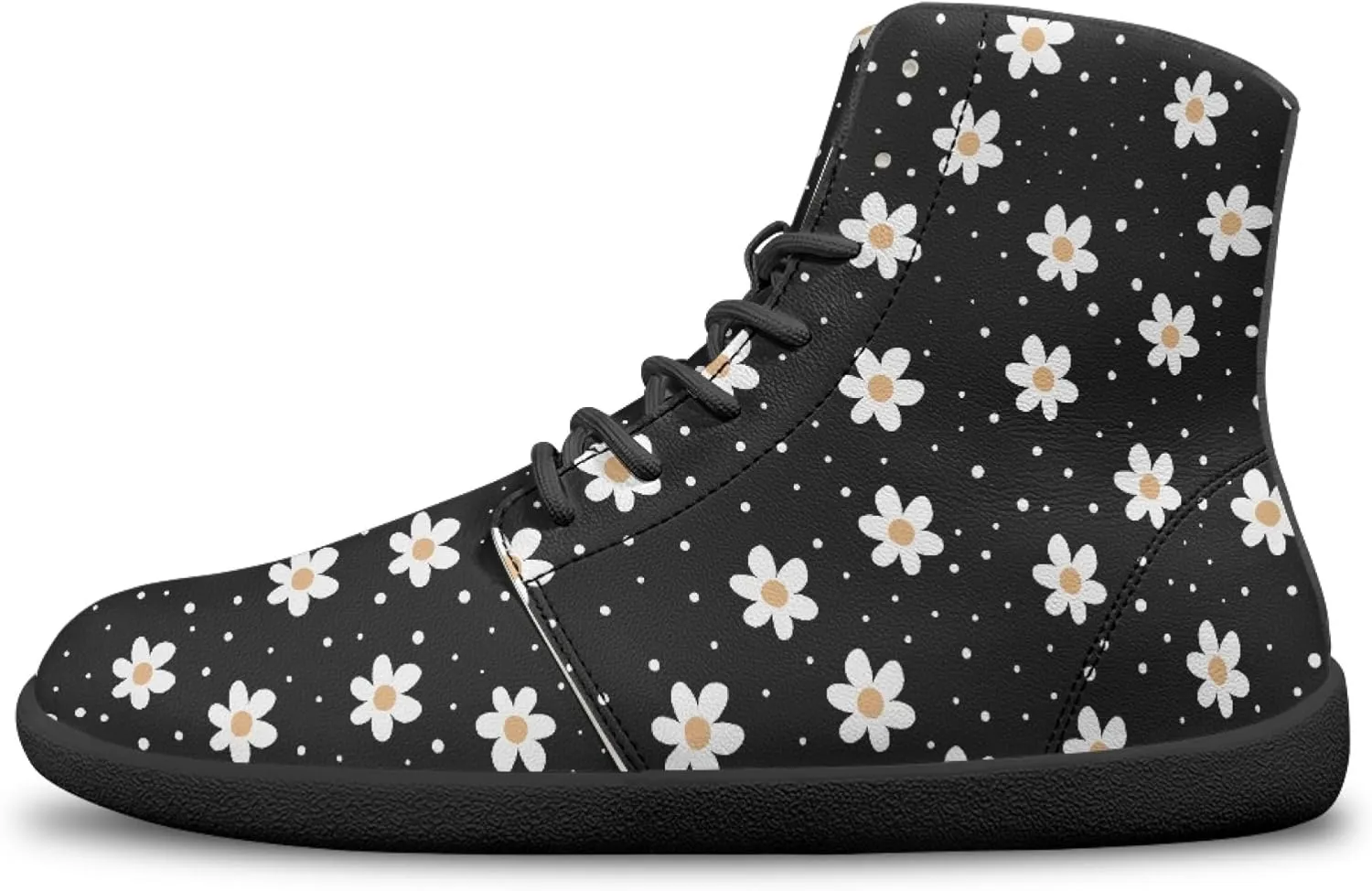 Personalized Print Sneakers for Men Women PU Leather High Top Barefoot Shoes