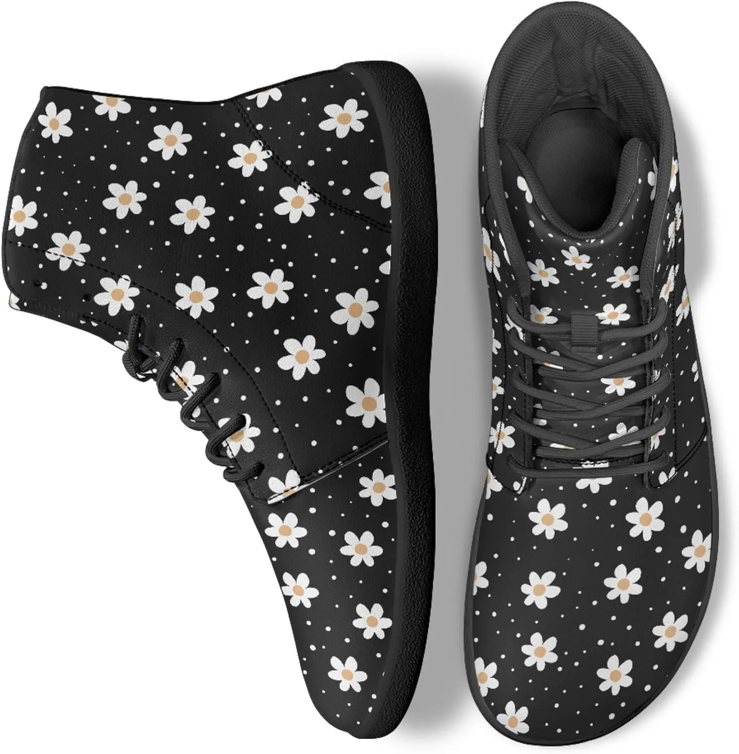 Personalized Print Sneakers for Men Women PU Leather High Top Barefoot Shoes