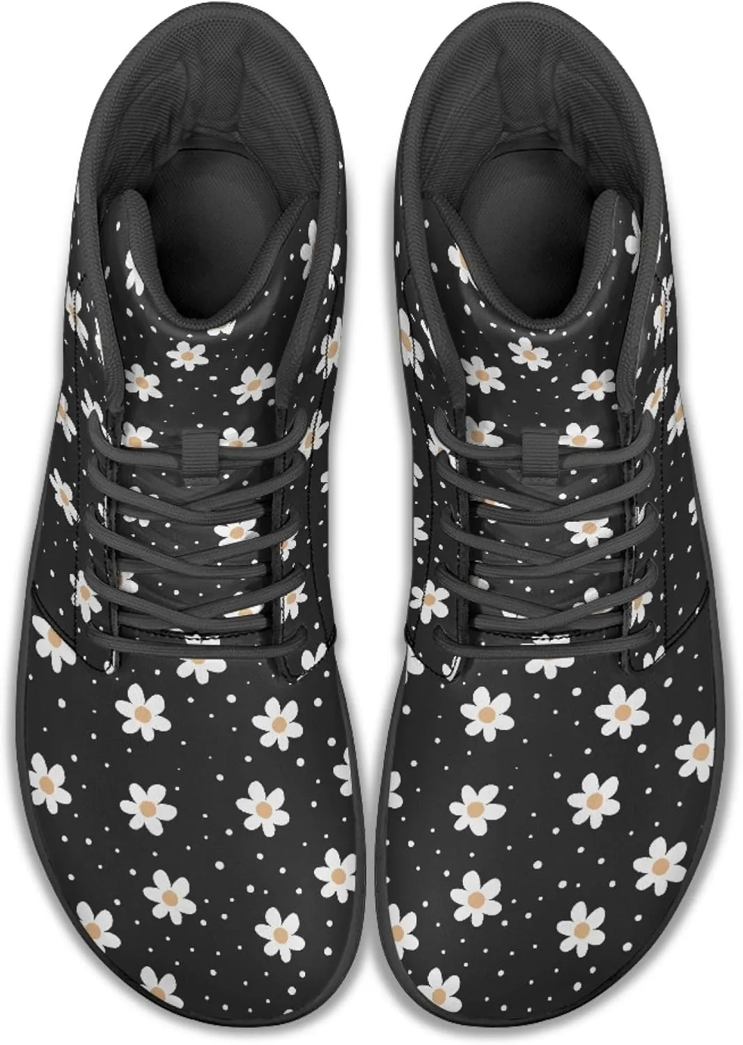 Personalized Print Sneakers for Men Women PU Leather High Top Barefoot Shoes