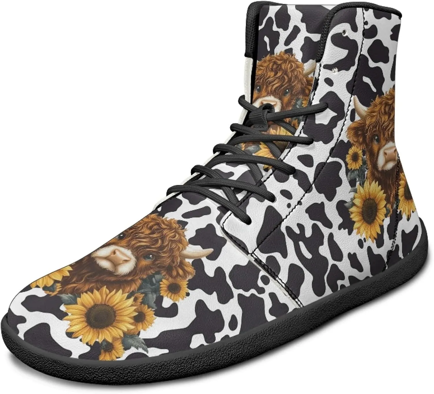 Personalized Print Sneakers for Men Women PU Leather High Top Barefoot Shoes