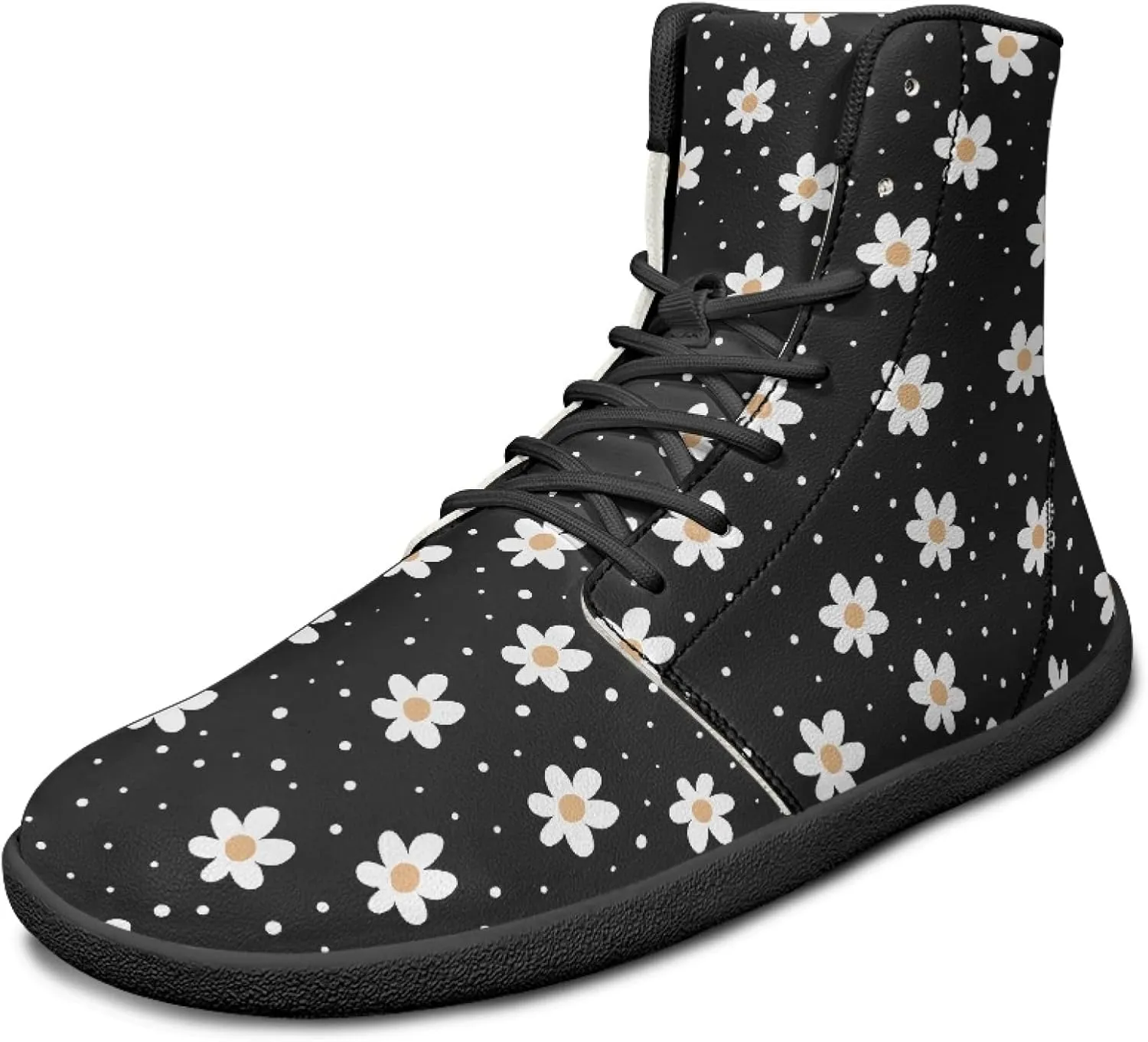 Personalized Print Sneakers for Men Women PU Leather High Top Barefoot Shoes