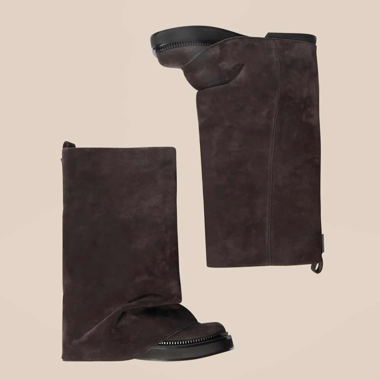 Platform Mid-Low Heel Calf Boots for Women - Round Toe Cowgirl Pull-On Chunky Booties for Wide Calf