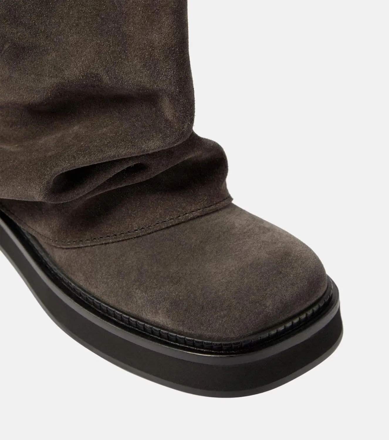 Platform Mid-Low Heel Calf Boots for Women - Round Toe Cowgirl Pull-On Chunky Booties for Wide Calf