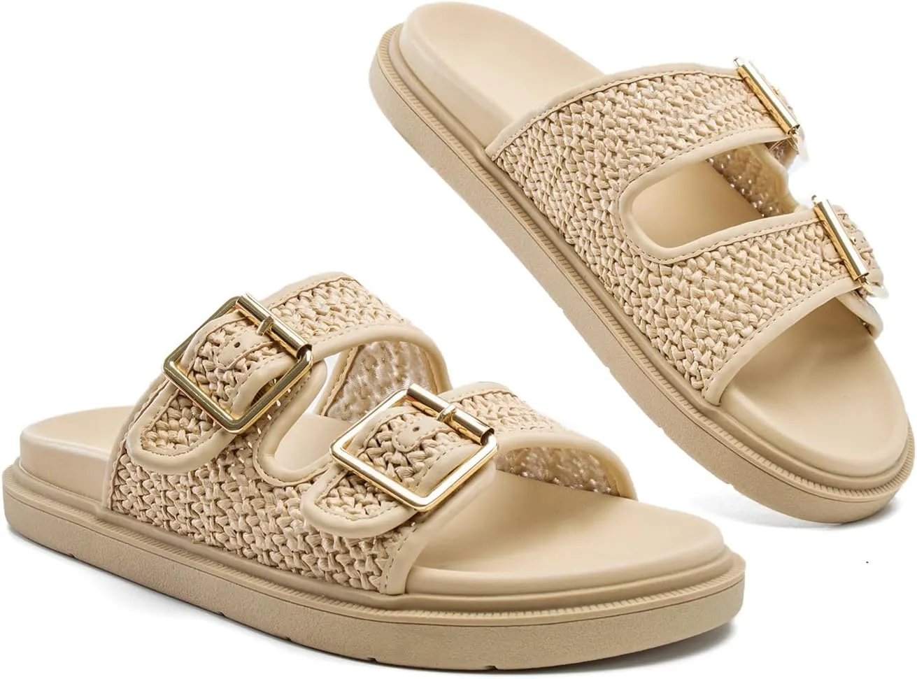 Platform Sandals for women with Adjustable Double Strap Comfort Slides Sandal for Summer Beach Holiday Outdoor