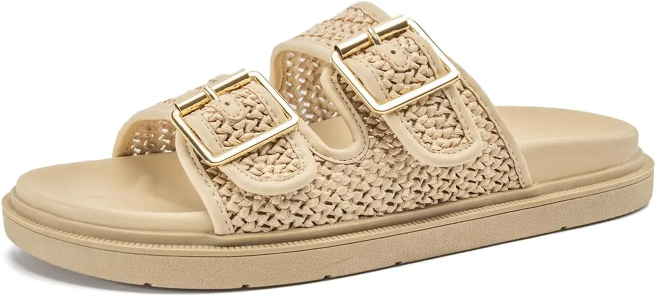 Platform Sandals for women with Adjustable Double Strap Comfort Slides Sandal for Summer Beach Holiday Outdoor
