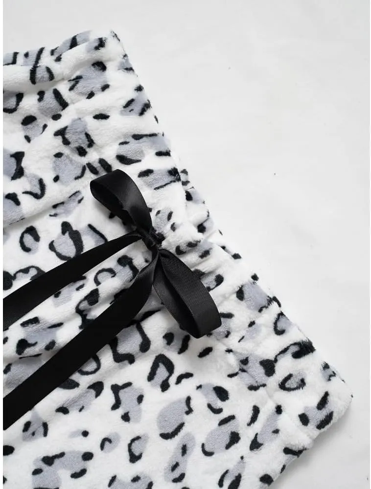Plush Casual Pants in Spring and Summer, Leopard-Print Pants and Wide-Leg Pants
