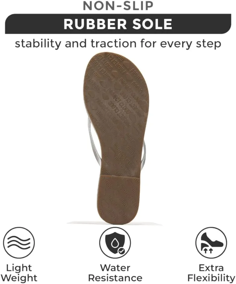 Project Cloud Vegan Leather Flip Flops for Women Footwear - Memory Foam Flats Sandals for Women 2025 - Lightweight Sandals Summer Beach Essentials Slides (Foundations)