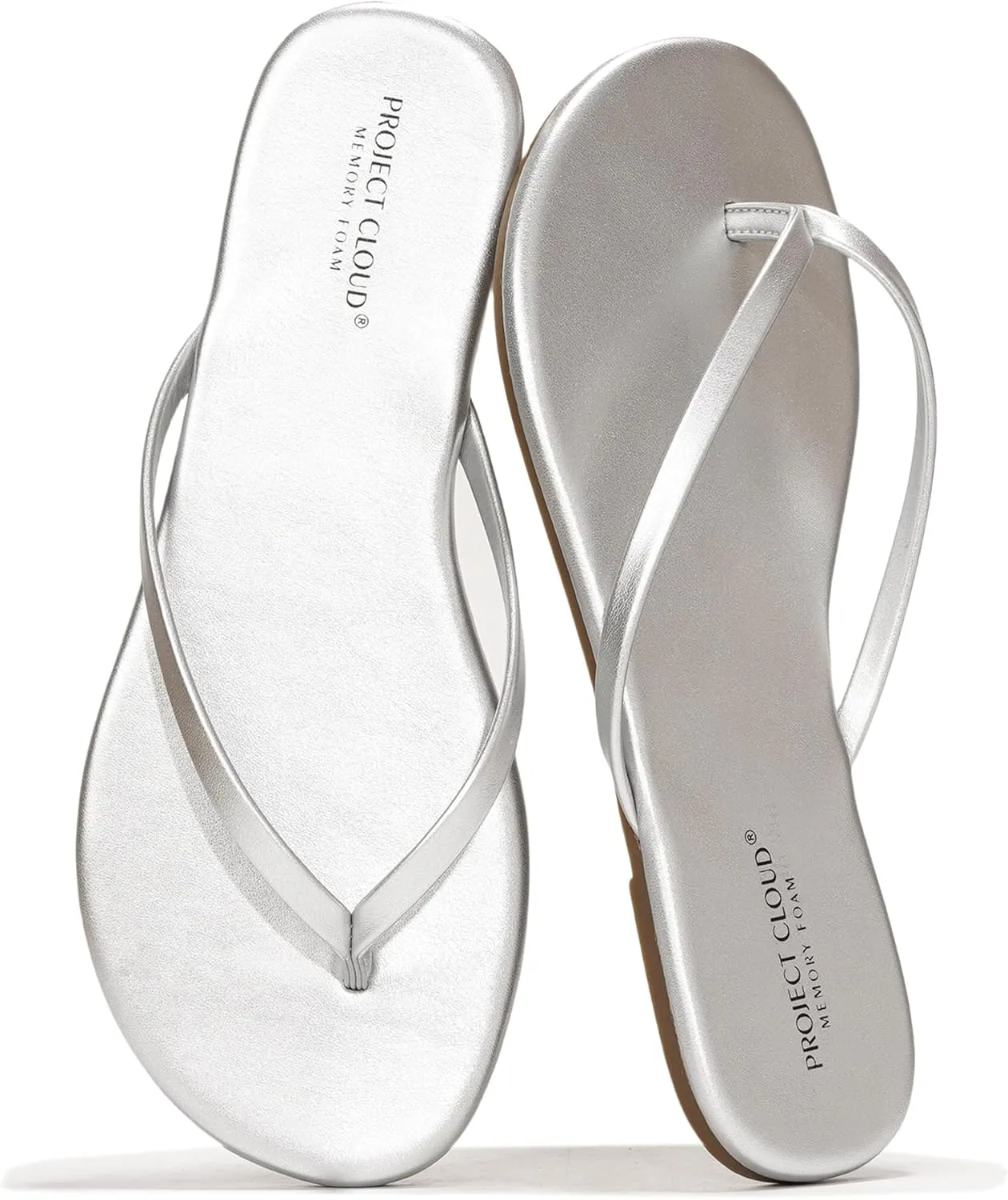 Project Cloud Vegan Leather Flip Flops for Women Footwear - Memory Foam Flats Sandals for Women 2025 - Lightweight Sandals Summer Beach Essentials Slides (Foundations)